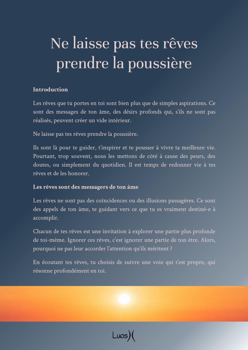 Ne laisse pas tes rêves prendre la poussière