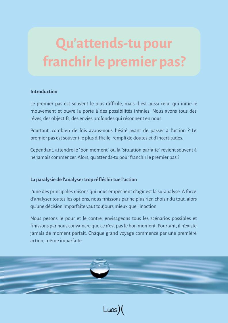 Qu'attends-tu pour franchir le premier pas?