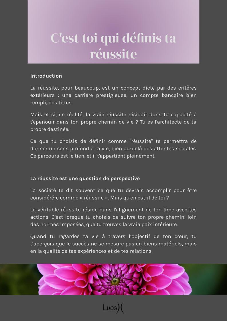 C'est toi qui définis ta réussite