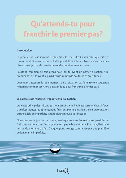 Qu'attends-tu pour franchir le premier pas?