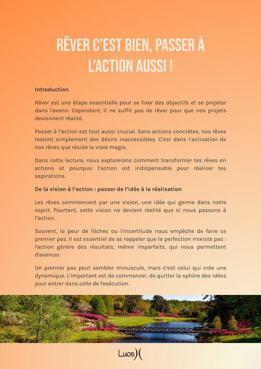 Rêver c'est bien, passer à l'action aussi!