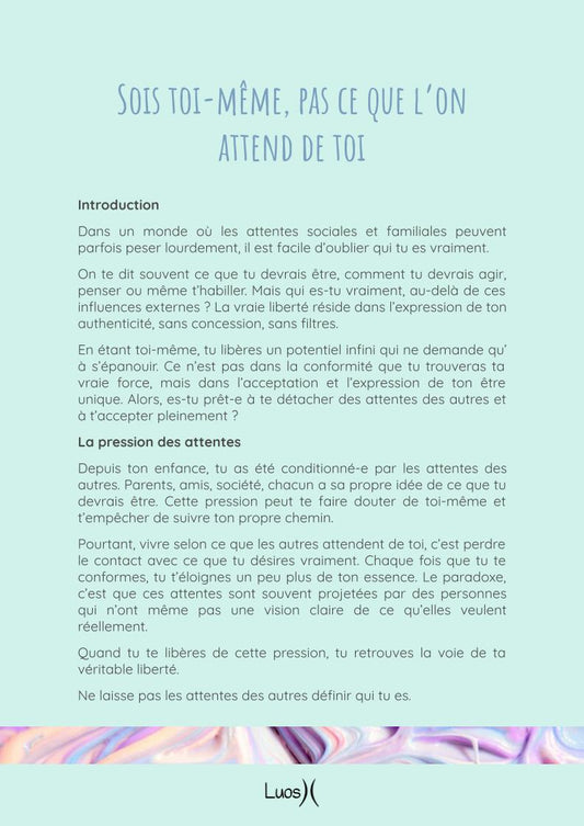 Sois toi-même, pas ce que l’on attend de toi